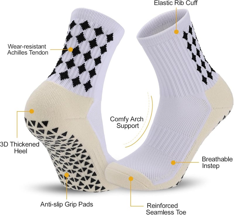 Ultrafun 5 Pairs Mens Grip Soccer Socks Non Slip Cushioned Crew Football Sports Socks - Image 3